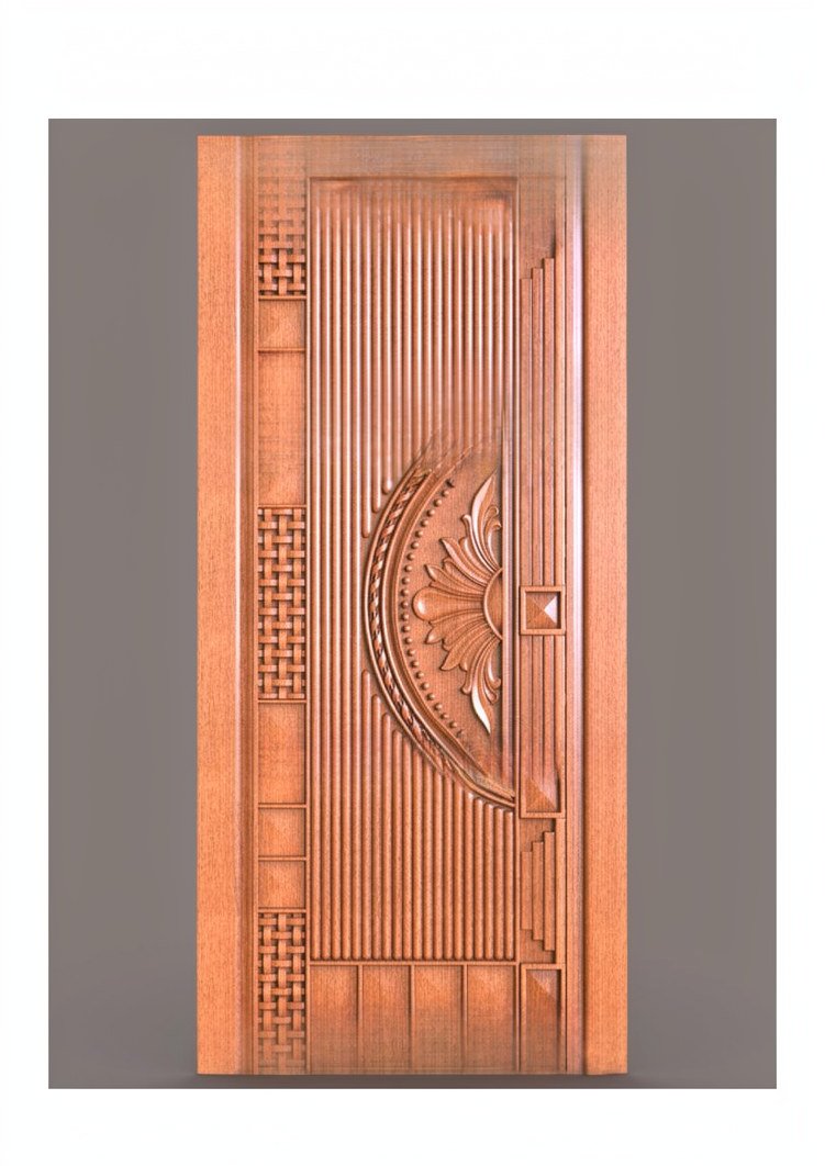 GSK HT - PAGE-05 Geometric Arched Floral Carved Door 3D Model